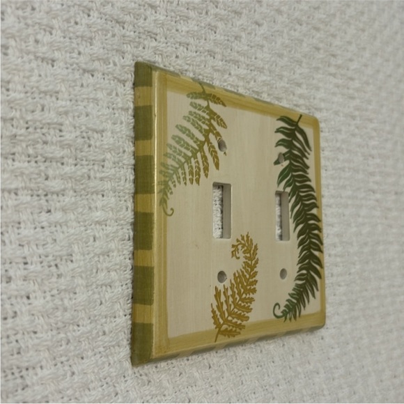 FERN CERAMIC switch plate cover double toggle light switch plate cream green - Picture 4 of 11